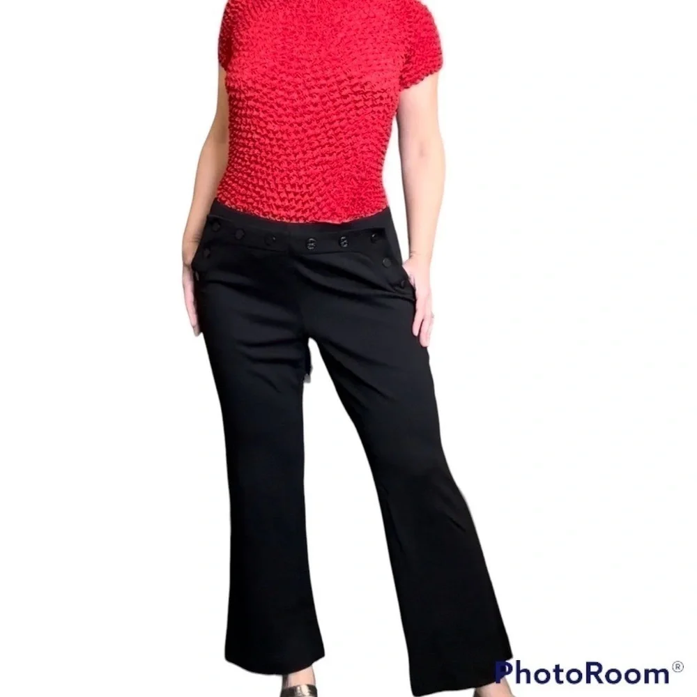 Tory Burch sailor button wool blend bootcut pants size 6 🚨needs darning🚨
